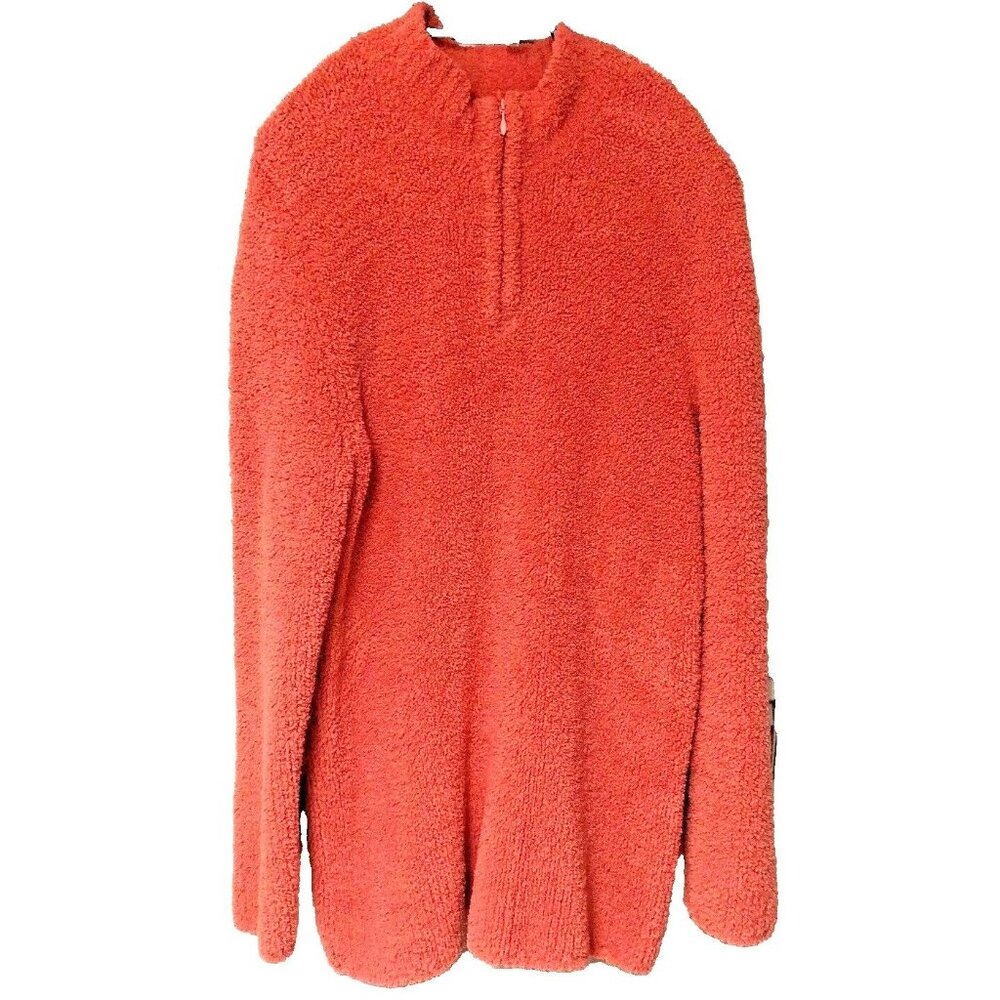 Denim & Co Plush 1/4 Zip Coral Tunic Sweater Women's M Fuzzy Texture QVC Retired